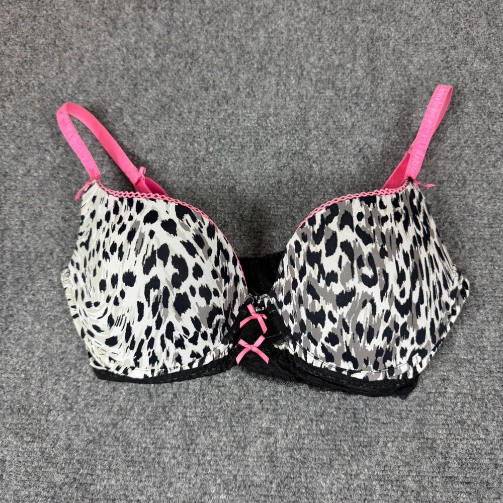 Betsey Johnson Leopard Print Underwire Bra Pink Straps Racerback Option 36C